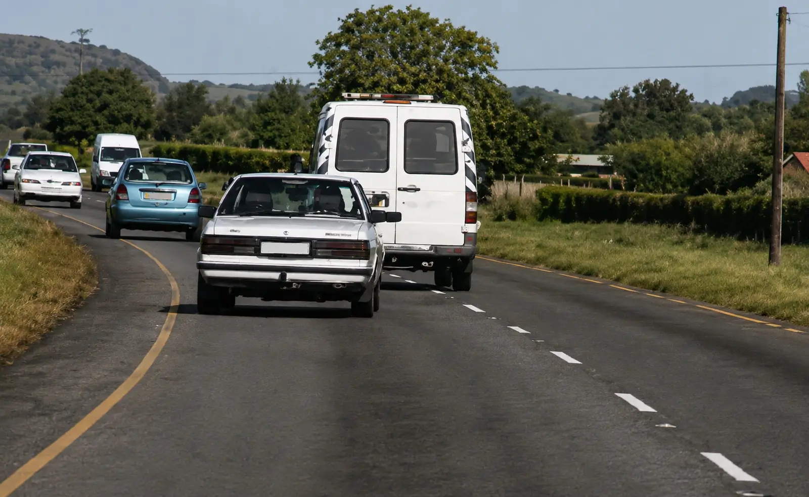 Cars approaching bend