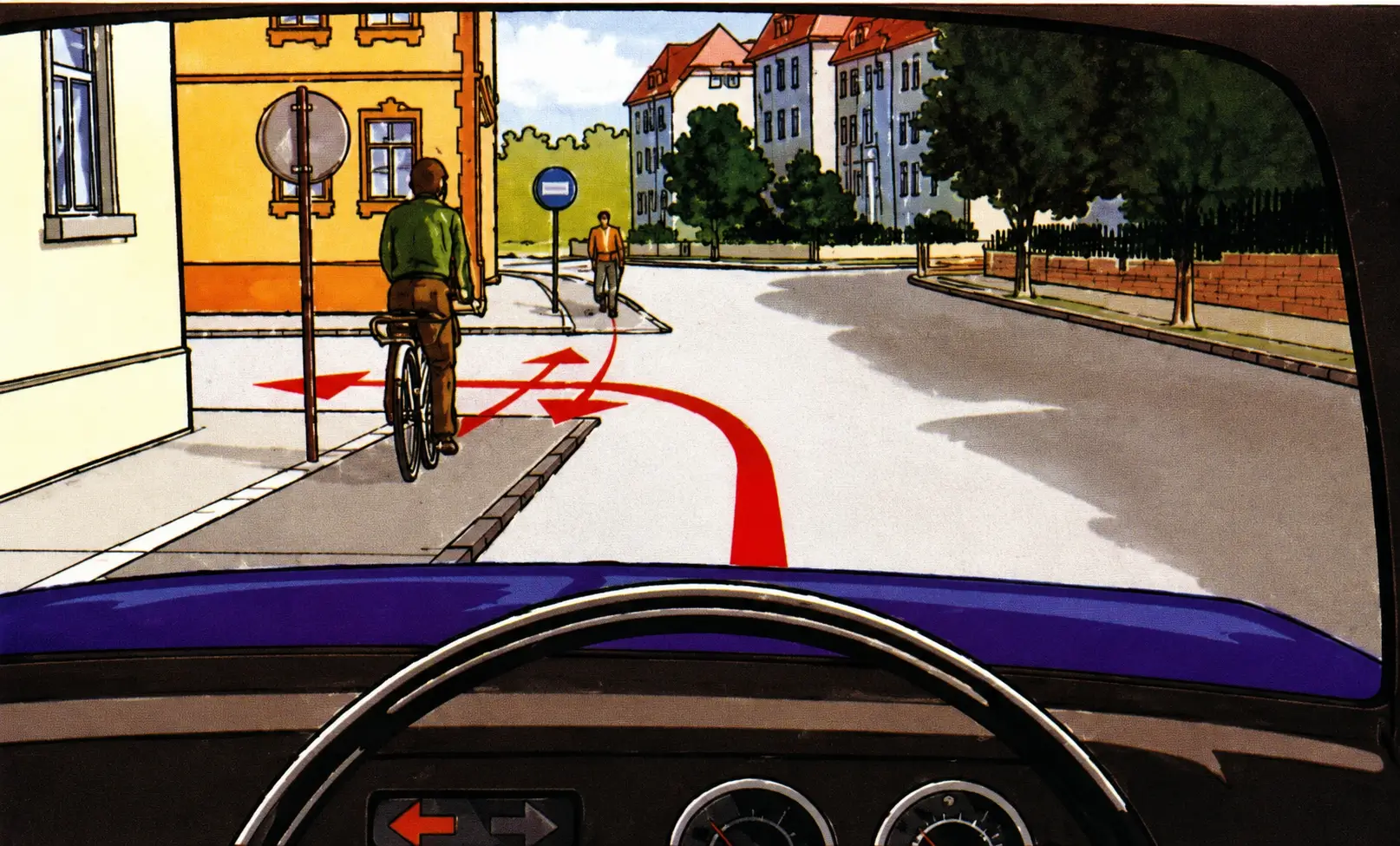 Intersection with cyclists and car turning