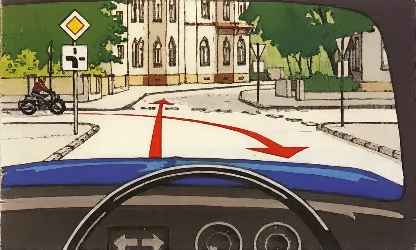 Intersection with motorcycle