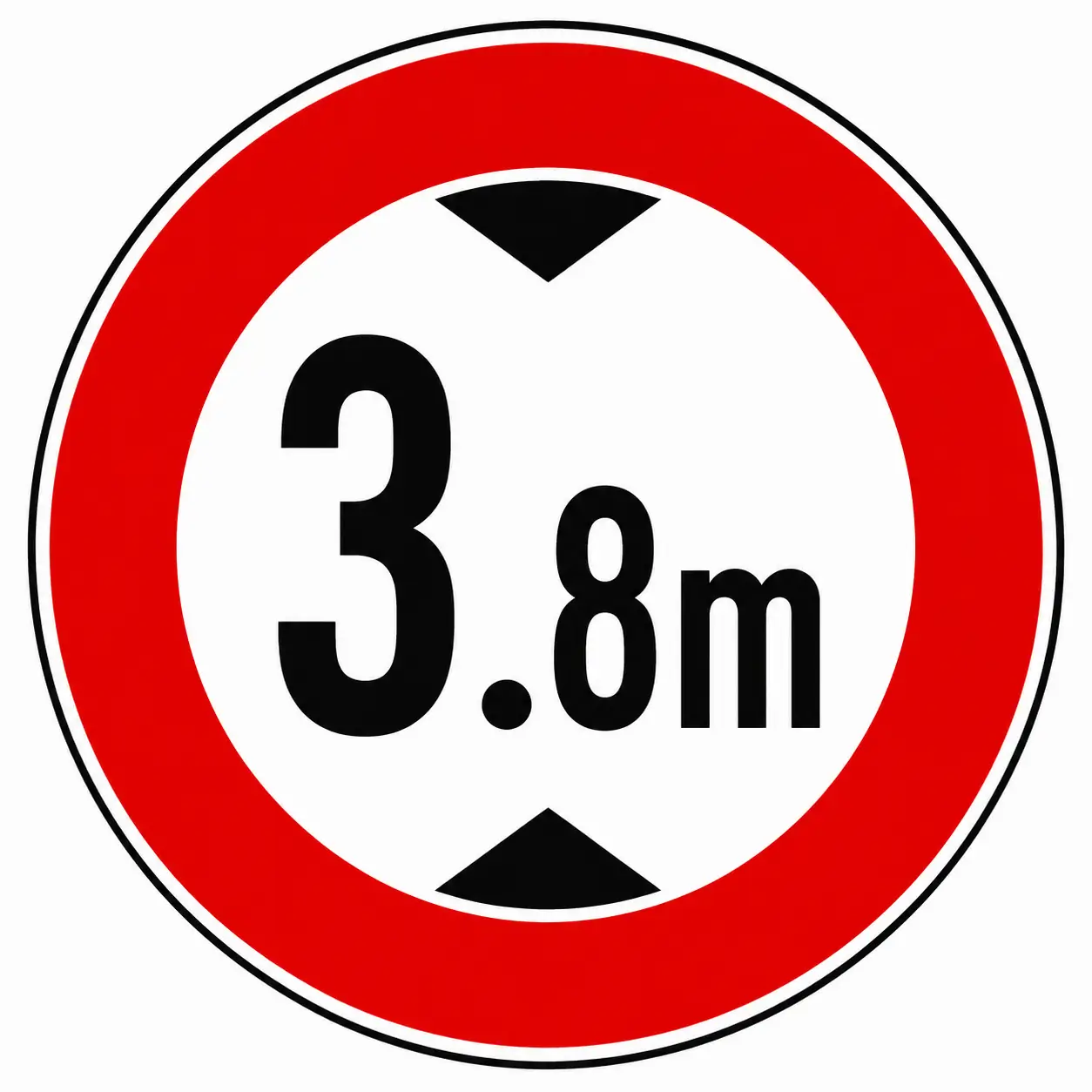 Red circular sign with 3.8m height limit