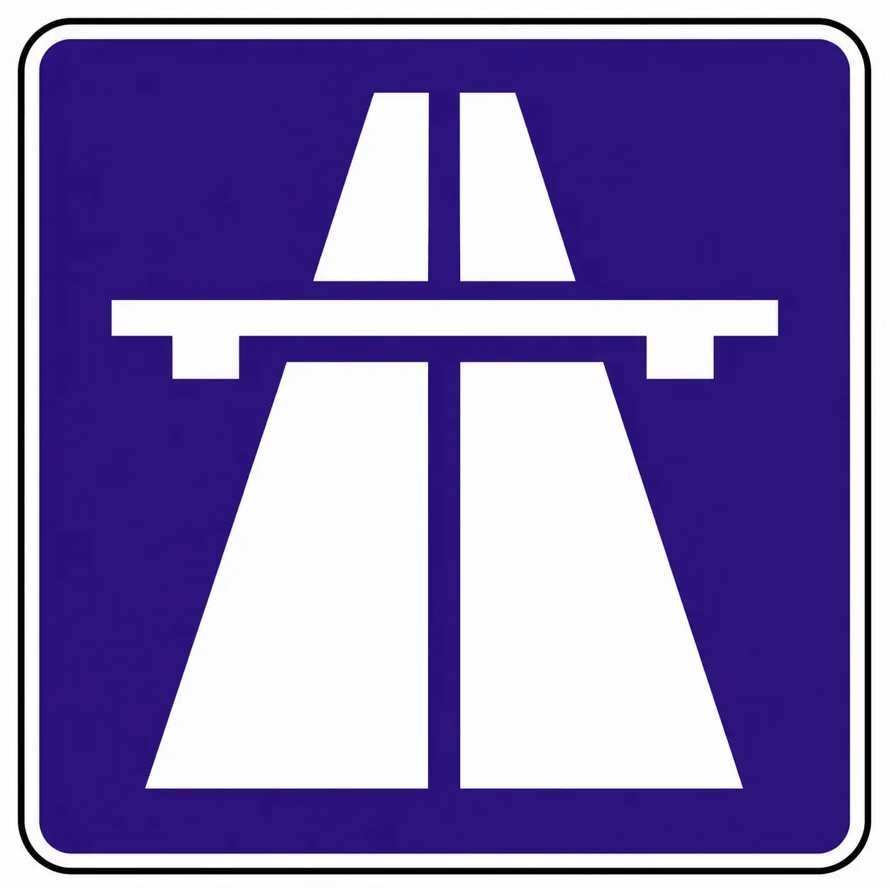 Blue sign showing highway symbol