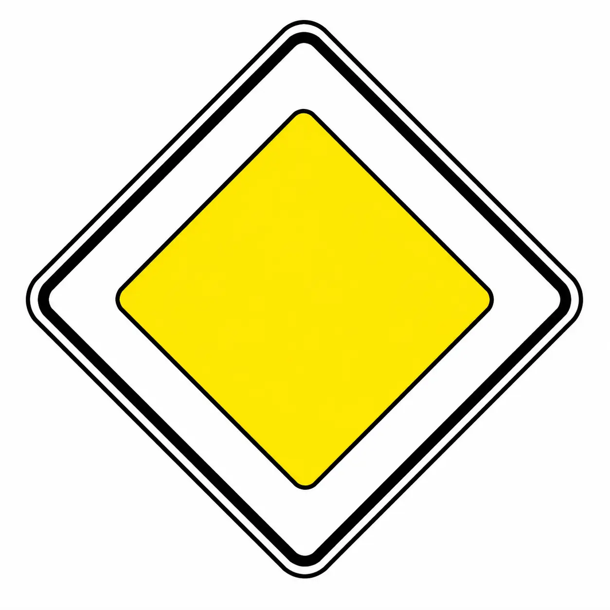 Yellow diamond priority road sign