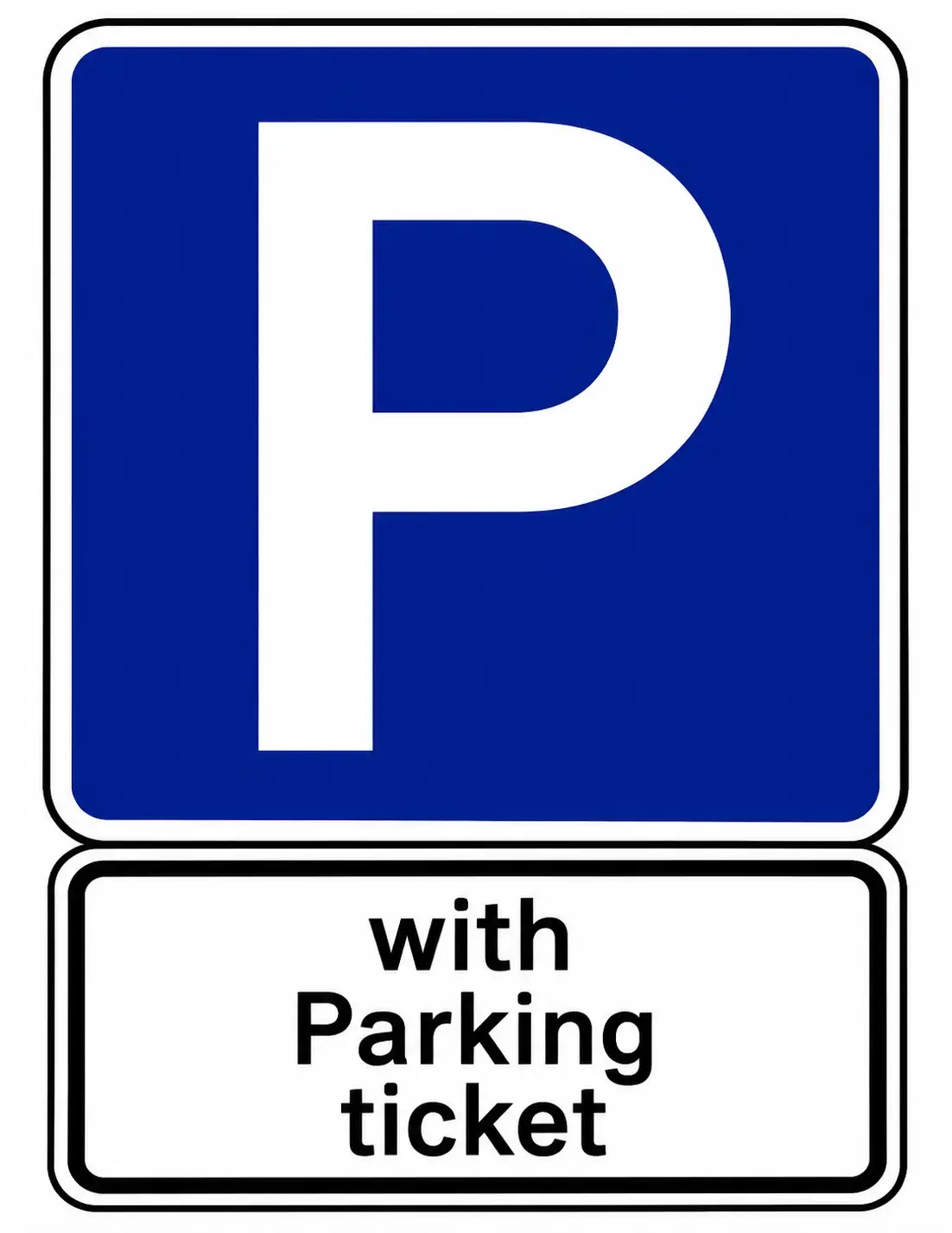 Blue P parking sign with Parking ticket plate
