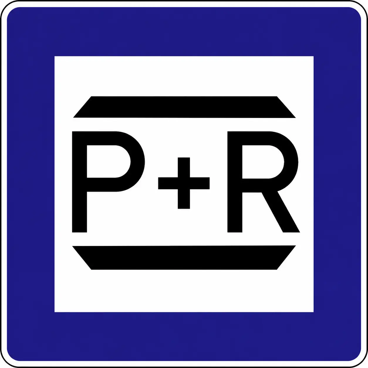 Blue P+R park and ride sign
