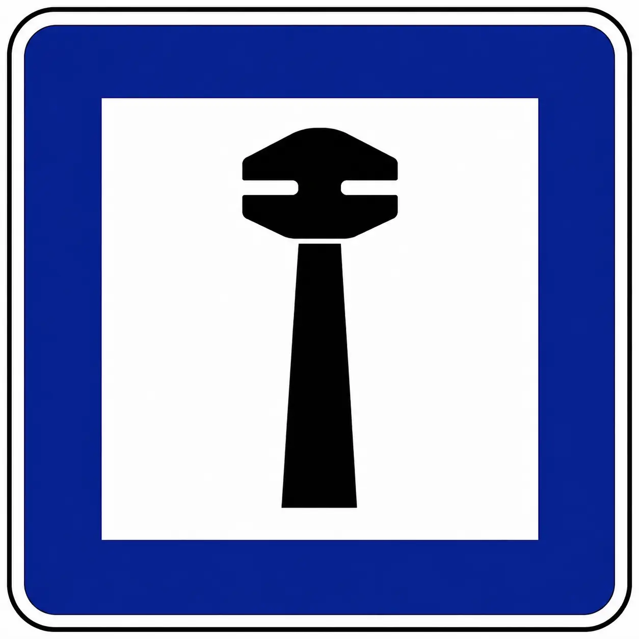 Blue sign with breakdown service symbol