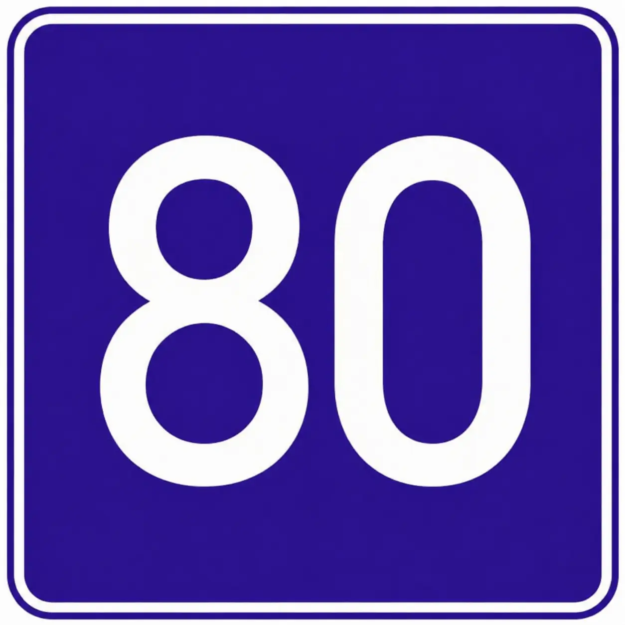 Blue sign with 80