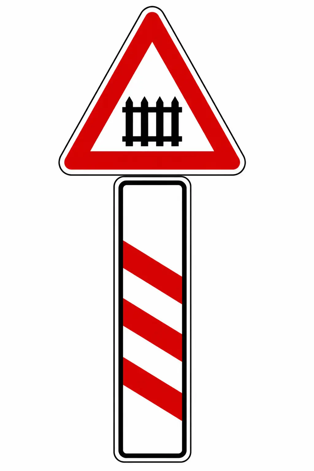 Vertical post with barrier symbol and red-white stripes, 240m