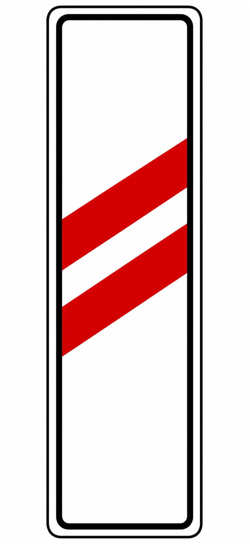 Vertical post with two red diagonal stripes