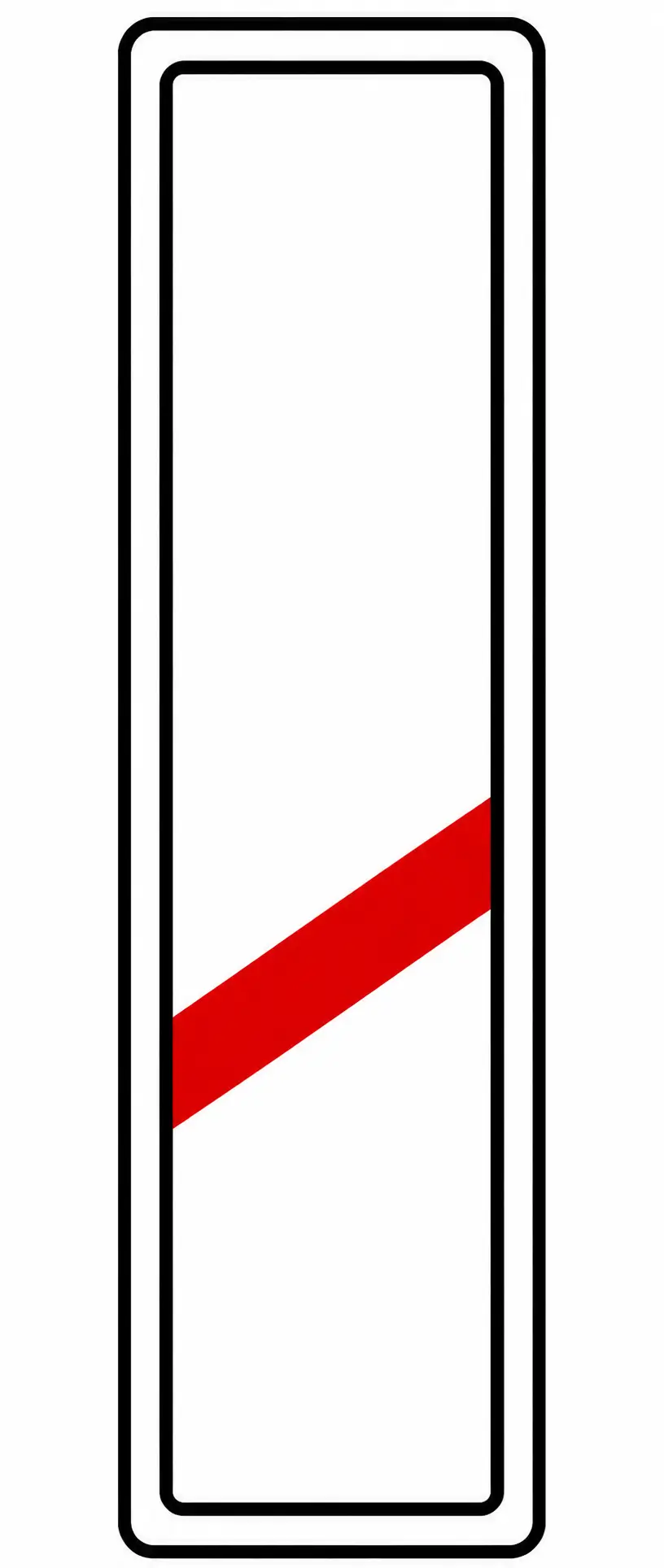 Vertical post with one red diagonal stripe
