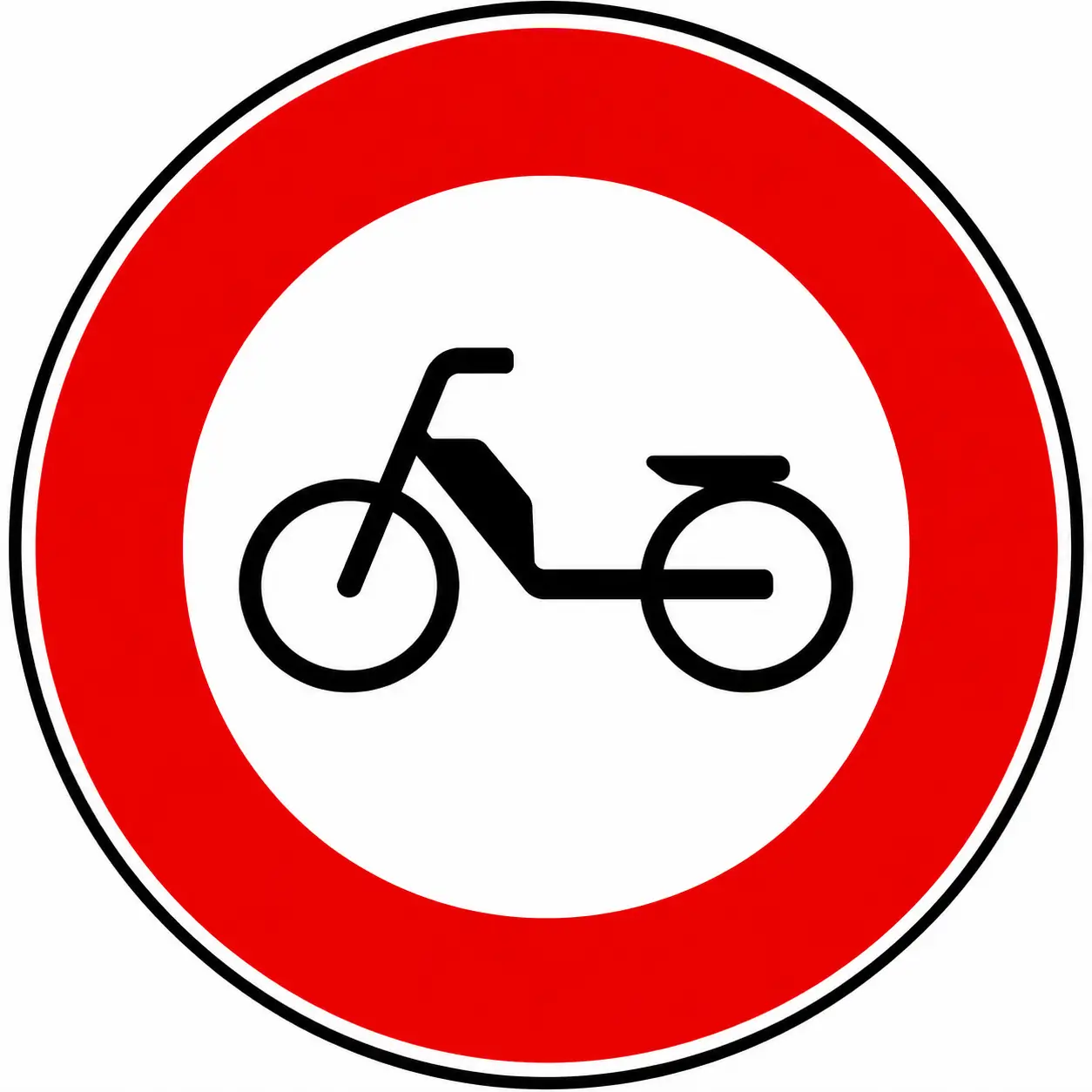 Red circular sign with moped symbol