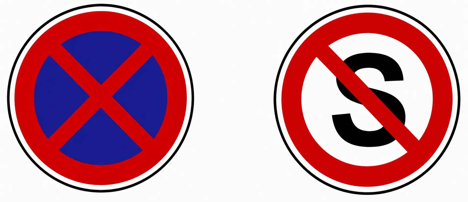 Blue no stopping and no standing signs
