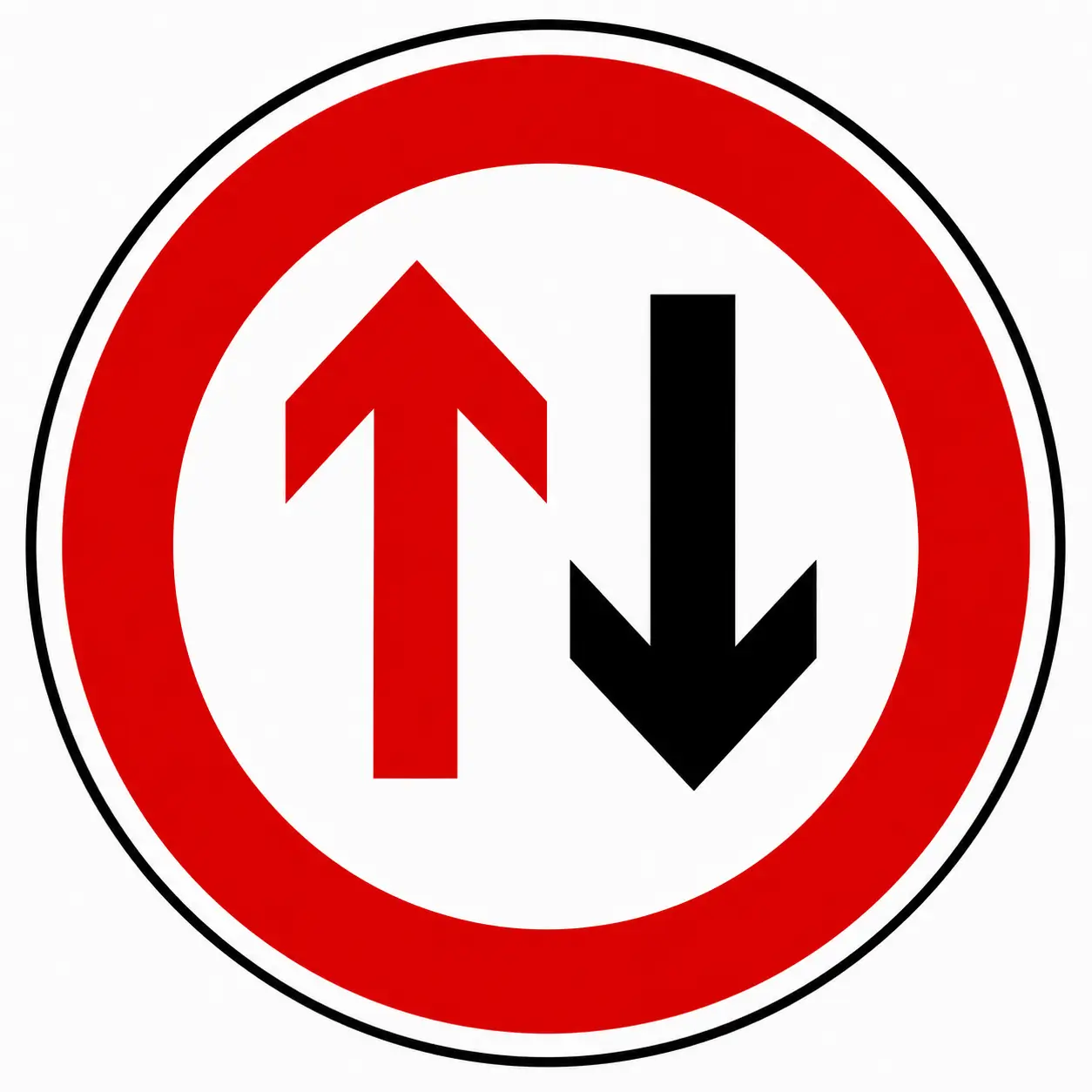 Priority over oncoming vehicles sign