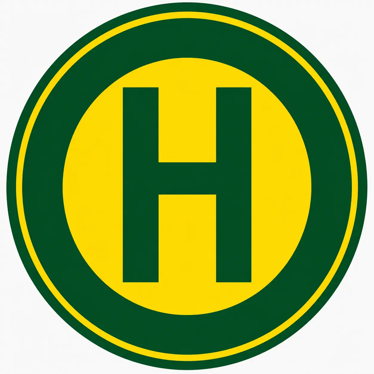 Green bus stop sign with H