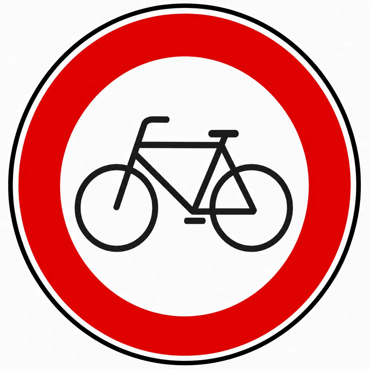 Red circular sign with bicycle symbol