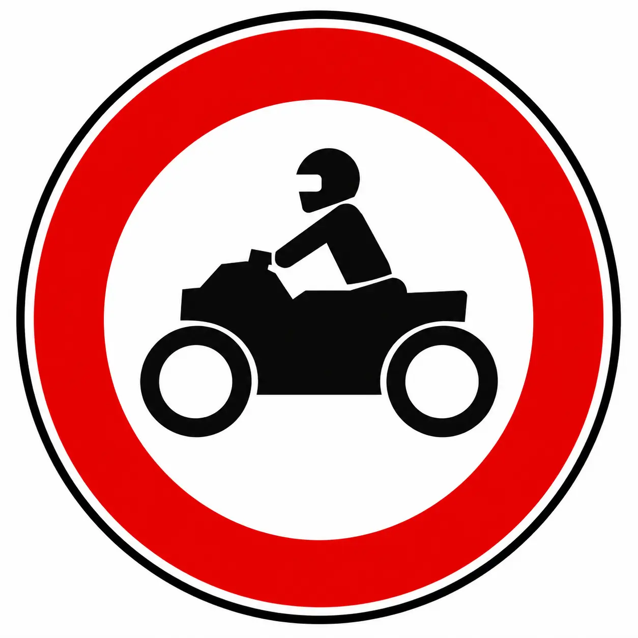 Red circular sign with motorcycle symbol
