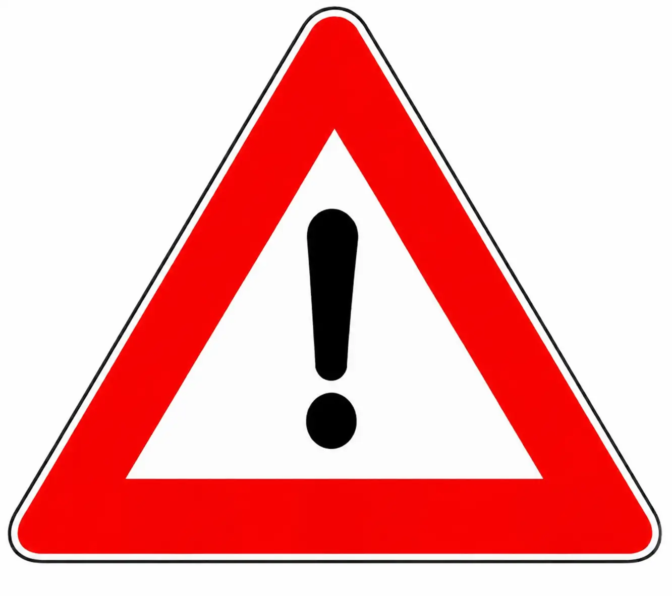 Red triangular warning sign with an exclamation mark