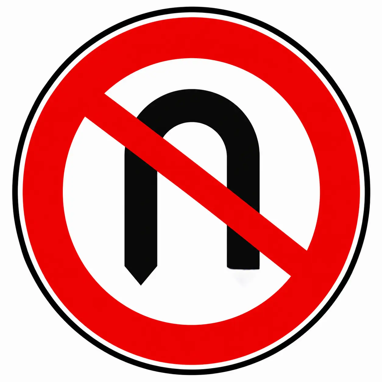 Red circular sign with no U-turn symbol