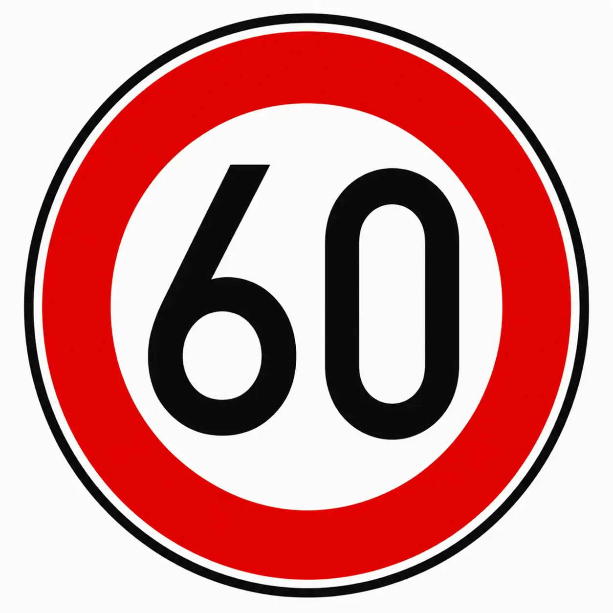 Red circular sign with 60 km/h