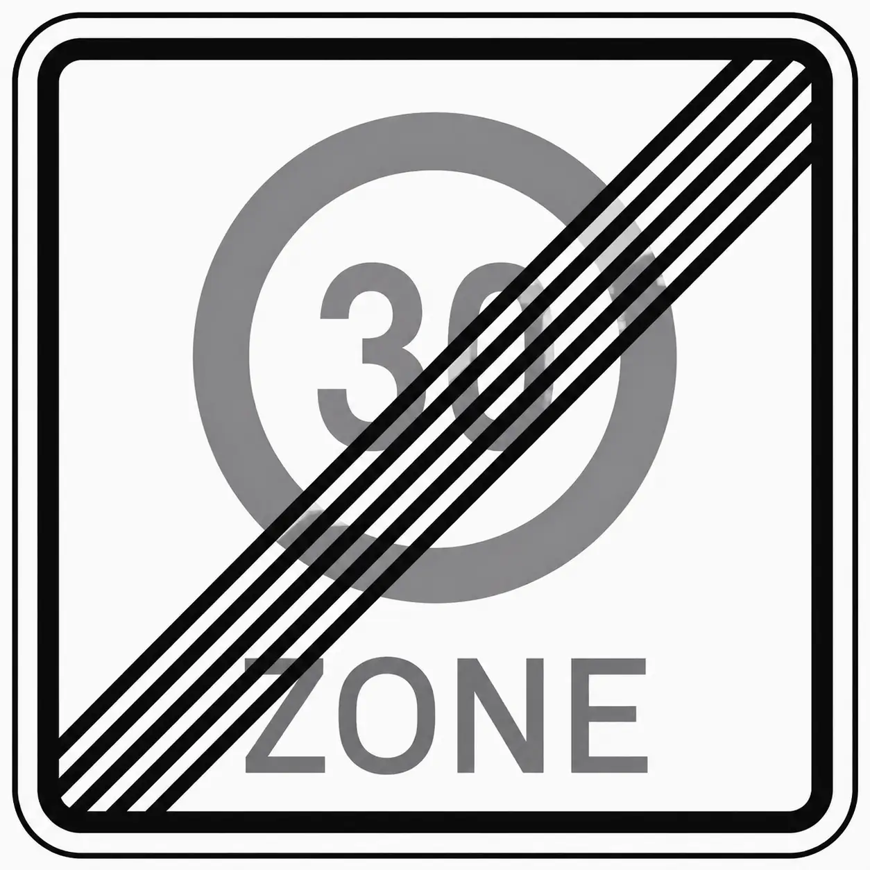 30 ZONE end sign