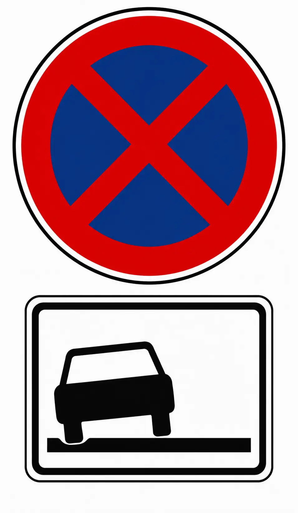 No stopping sign with car supplementary plate