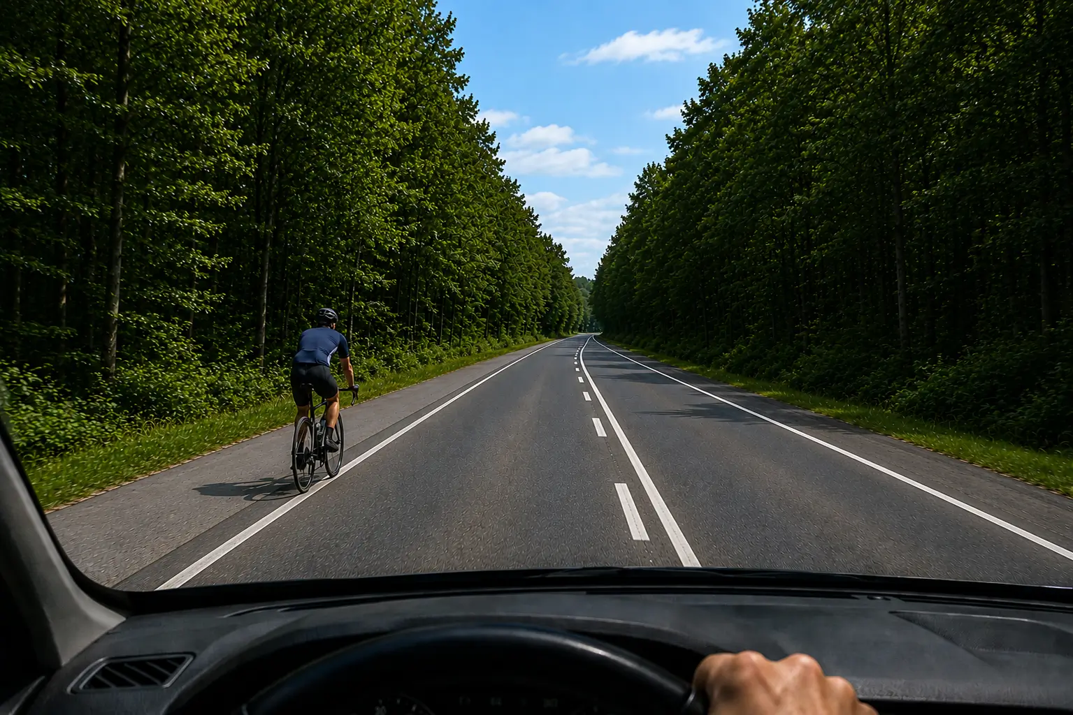 Photo of road with dashed centre line